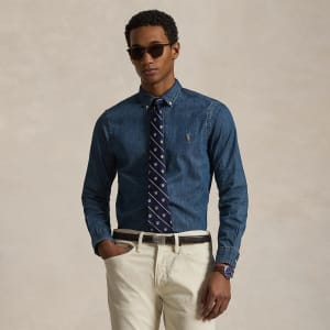 Image number 4 for Ralph Lauren Slim Fit Denim Shirt Blue