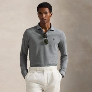 Image number 4 for Ralph Lauren Long Sleeved Polo T Shirt Grey