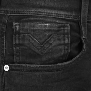 Image number 4 for Replay Anbass Hyperflex Slim Fit Jeans Black