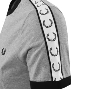 Image number 4 for Fred Perry Taped Ringer T Shirt Grey