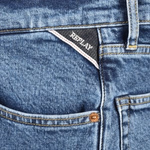 Image number 4 for Replay M9Z1 Straight Jeans Mid Wash Blue