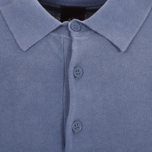 Image number 4 for Armani Exchange Logo Knit Polo T Shirt Blue