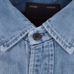 Image number 4 for Replay Denim Look Long Sleeved Shirt Blue