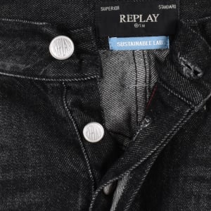 Image number 5 for Replay M9Z1 Straight Jeans Dark Wash Black