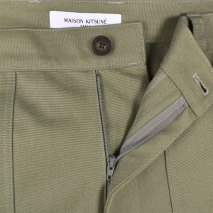 Image number 5 for Maison Kitsune Workwear Straight Trousers Green