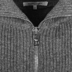 Image number 4 for Maison Kitsune Bold Fox Head Half Zip Jumper Grey