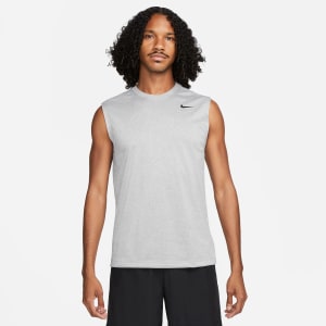Image number 4 for Nike Training Dri Fit Logo Vest T Shirt Grey