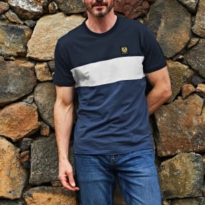 Image number 4 for Belstaff Colour Block T Shirt Dark Ink