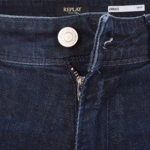 Image number 5 for Replay Anbass Slim Fit Dark Wash Jeans Blue