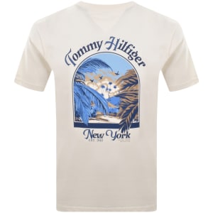 Image number 5 for Tommy Hilfiger Logo Summer T Shirt Cream