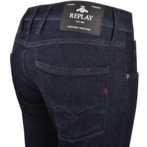 Image number 4 for Replay Anbass Slim Fit Dark Wash Jeans Blue