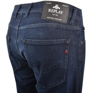Image number 4 for Replay Grover Straight Jeans Dark Wash Navy