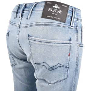 Image number 4 for Replay Anbass Slim Fit Light Wash Jeans Blue