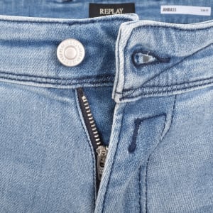 Image number 5 for Replay Anbass Slim Fit Light Wash Jeans Blue