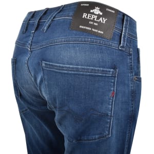 Image number 4 for Replay Anbass Slim Fit Mid Wash Jeans Blue