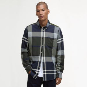 Image number 5 for Barbour Dunoon Tailored Tartan Shirt Navy