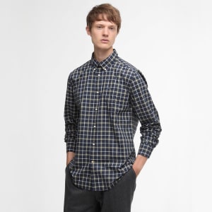 Image number 5 for Barbour Bramham Checked Tailored Shirt Navy
