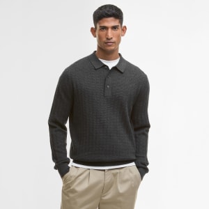Image number 5 for Barbour Smeaton Knitted Polo Black