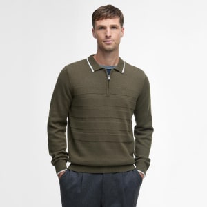Image number 6 for Barbour Fenhill Knitted Polo Mid Olive Green