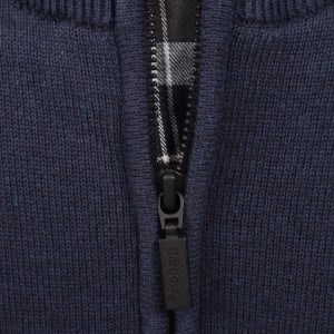 Image number 5 for Barbour Avoch Half Zip Knitted Jumper Navy