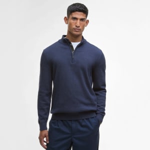 Image number 6 for Barbour Avoch Half Zip Knitted Jumper Navy