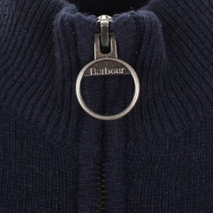 Image number 4 for Barbour Kepwick Half Zip Knitted Jumper Navy