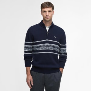 Image number 5 for Barbour Kepwick Half Zip Knitted Jumper Navy