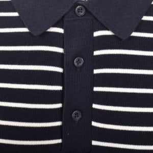 Image number 4 for Tommy Hilfiger Knit Striped Polo T Shirt Navy