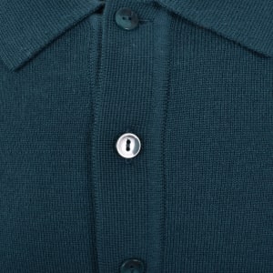 Image number 4 for Fred Perry Long Sleeve Knit Polo Dark Petrol