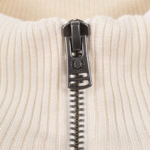 Image number 4 for Fred Perry Half Zip Waffle Knit Jumper Ecru