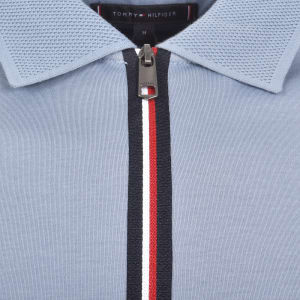 Image number 4 for Tommy Hilfiger Interlock Zip Polo T Shirt Blue