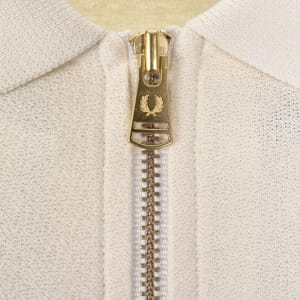 Image number 4 for Fred Perry Zip Neck Crepe Polo T Shirt Ecru