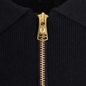 Image number 4 for Fred Perry Tonal Stripe Polo Jumper Navy