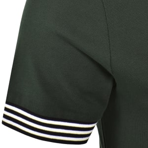 Image number 4 for Fred Perry Striped Cuff T Shirt Court Green