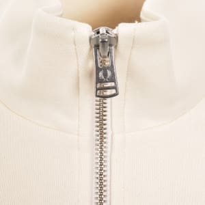 Image number 5 for Fred Perry Half Zip Sweatshirt Ecru