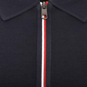 Image number 4 for Tommy Hilfiger Interlock Zip Polo T Shirt Navy