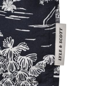 Image number 5 for Lyle And Scott Botanical Print Resort Shirt Navy