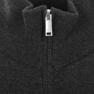 Image number 4 for Calvin Klein Merino Wool Zip Neck Jumper Grey