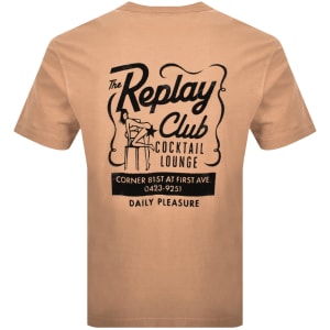 Image number 5 for Replay Flock Graphic T Shirt Brown