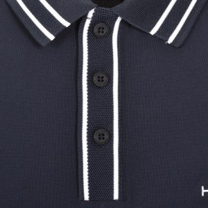 Image number 4 for Hackett Jacquard Tipped Polo T Shirt Navy