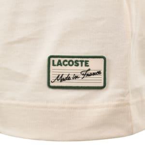 Image number 4 for Lacoste Tipped Crew Neck Logo T Shirt Cream