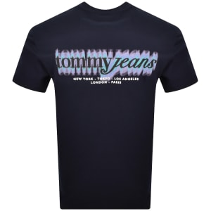 Image number 5 for Tommy Jeans Blur Script T Shirt Navy