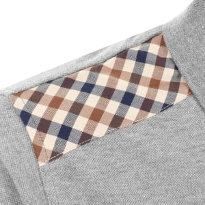 Image number 4 for Aquascutum Check Shoulder Polo Grey