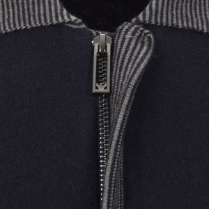 Image number 4 for Emporio Armani Full Zip Wool Jumper Iconico Navy