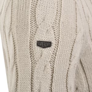 Image number 4 for Superdry Jacob Cable Knit Jumper Cream