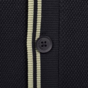 Image number 4 for Fred Perry Texture Knit Cardigan Navy