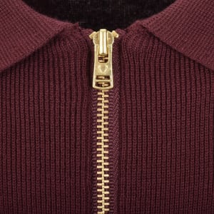 Image number 4 for Fred Perry Panel Detail Knit Polo Shirt Burgundy