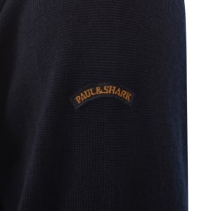 Image number 4 for Paul And Shark Moon Badge Knit Jumper Navy