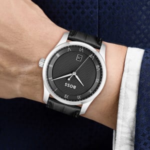 Image number 4 for BOSS Principle Leather Watch Black