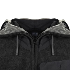 Image number 5 for CP Company Hooded Goggle Knitted Cardigan Grey
